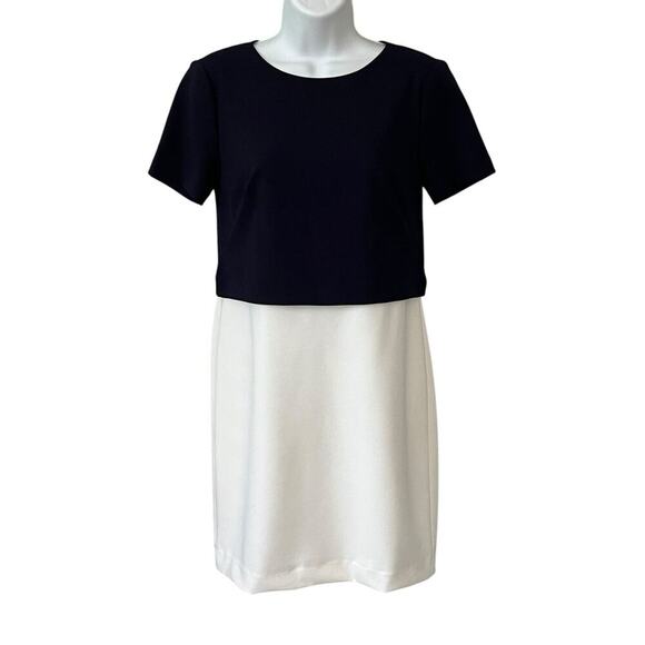 Lauren Ralph Lauren Dress Size 4 Color Block Classic Stretch Career Navy White - Picture 1 of 7